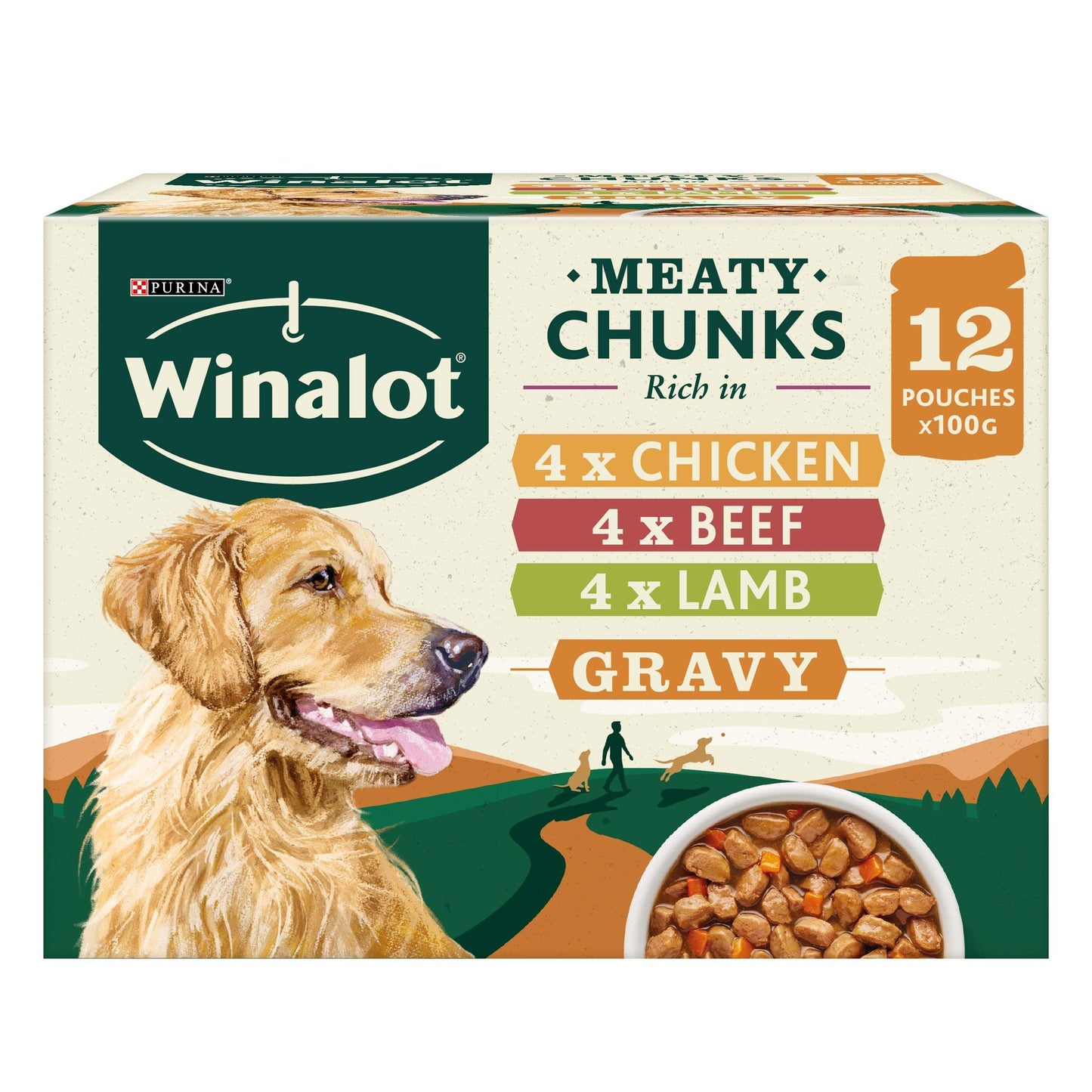 Winalot Meaty Chunks in Gravy 12x100g (DOGFOOD)