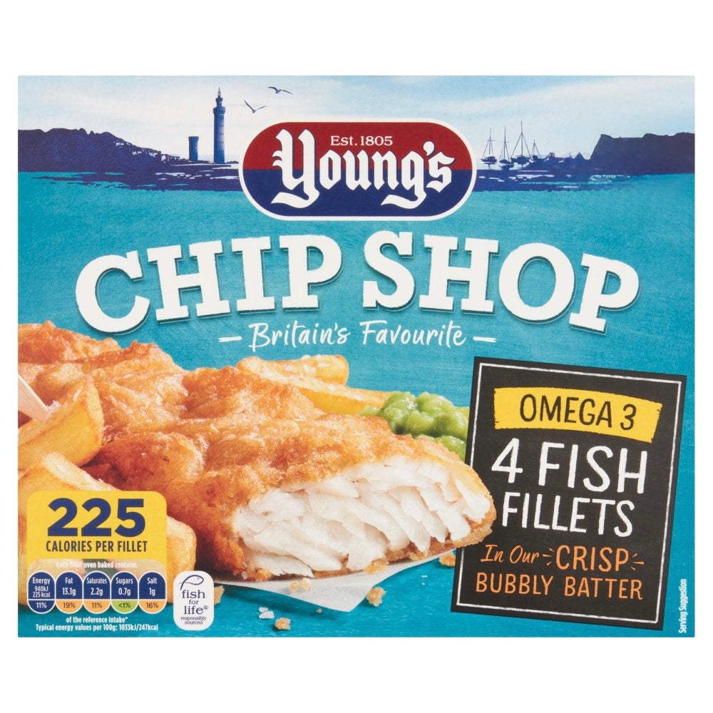 Young’s Chip Shop 4 Fish Fillets 400g