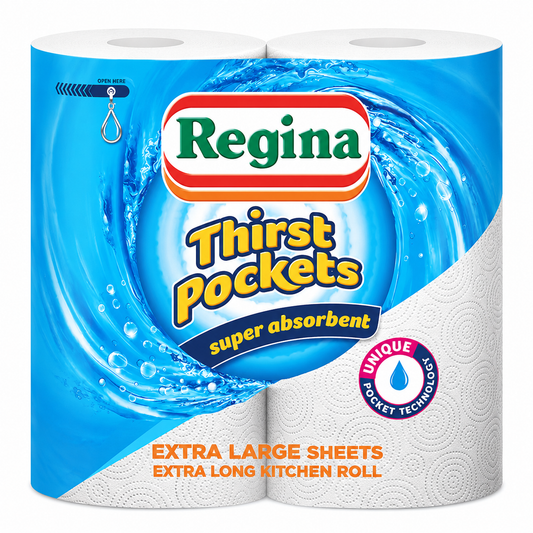 Regina Thirst Pockets Extra Thick 2 Kitchen Rolls