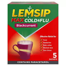 Lemsip Max Cold & Flu Blackcurrant 5 Sachets (MEDICINE)